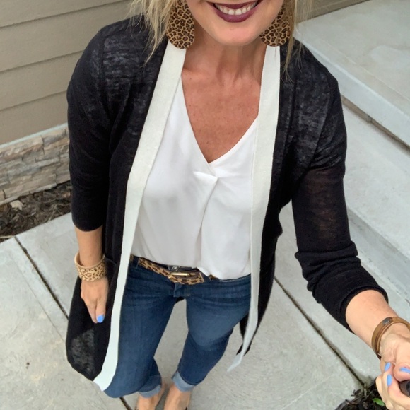 Talbots Black and White Cardigan - Picture 4 of 15